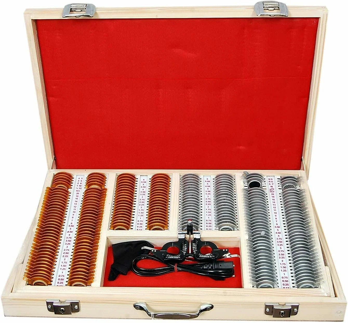 مجموعه لنزهای آزمایشی نورانی Spancare با 225 لنز و فریم آزمایشی قابل تنظیم