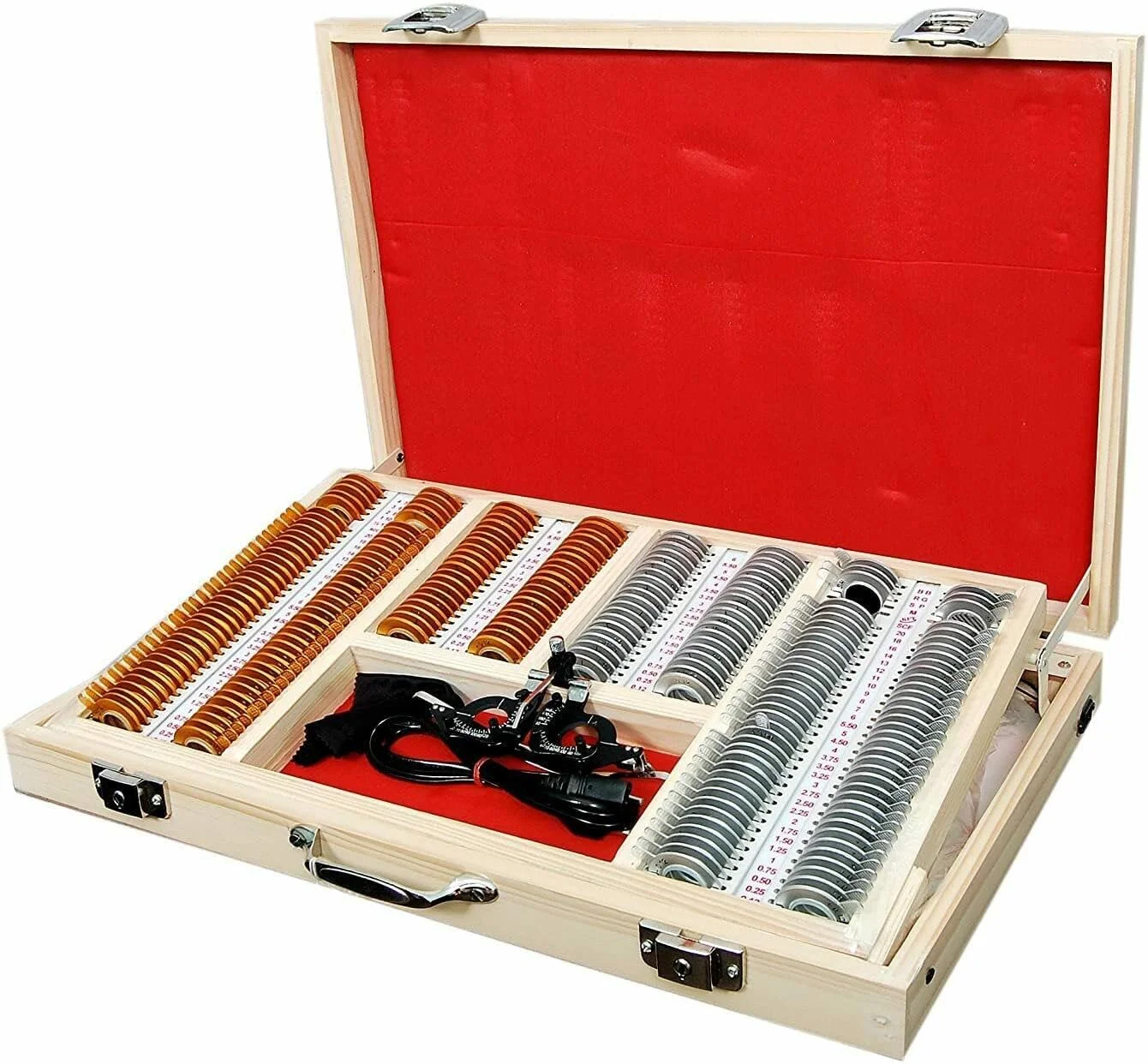 مجموعه لنزهای آزمایشی نورانی Spancare با 225 لنز و فریم آزمایشی قابل تنظیم مجموعه لنزهای آزمایشی نورانی Spancare با 225 لنز و فریم آزمایشی قابل تنظیم