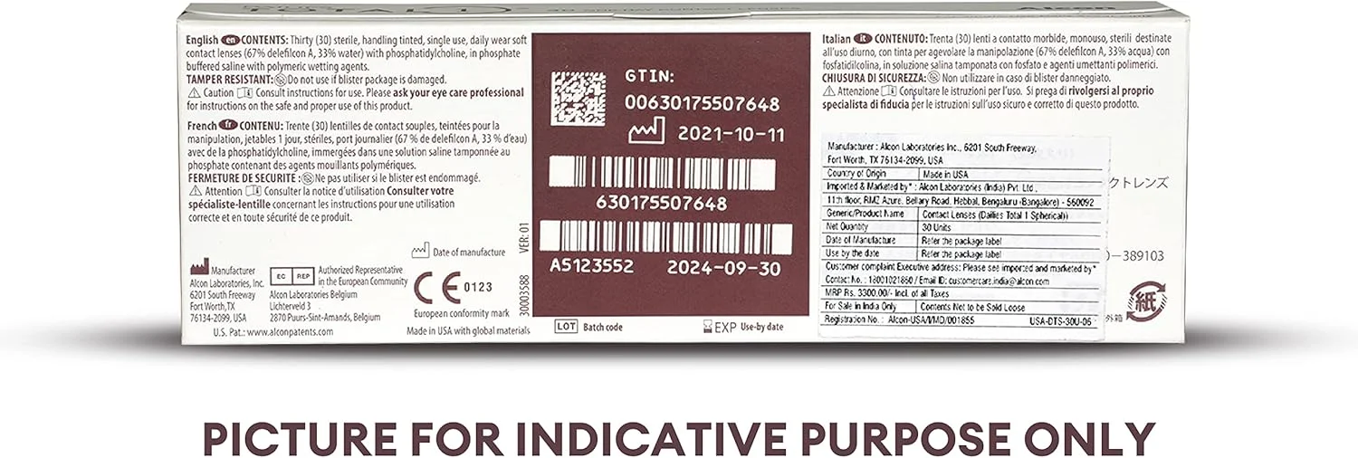 آلکون دیلیز توتال 1 بسته 30 عددی لنز -1.25 شفاف آلکون دیلیز توتال 1 بسته 30 عددی لنز -1.25 شفاف