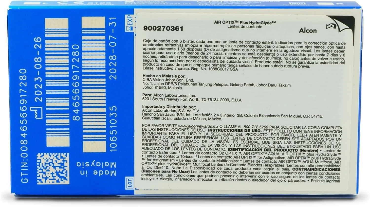 ایر اپتیکس آلکان هیدراگلاید بسته 6 عددی لنز -9.00 شفاف