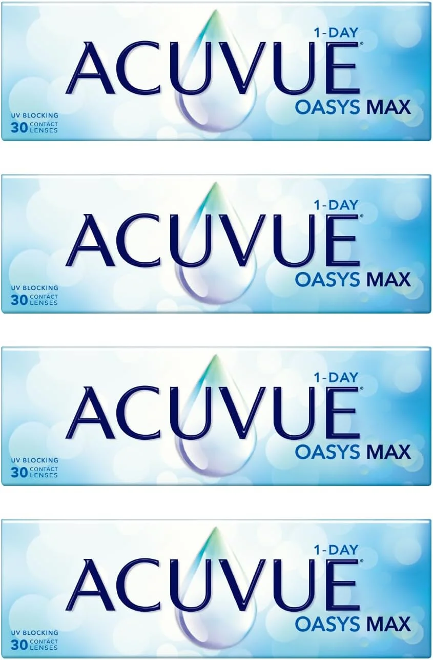لنز تماسی روزانه آکیو ویو اواسیز مکس بسته 30 عددی، 14.3 میلی متر، 3.25- دیوپتر - شفاف