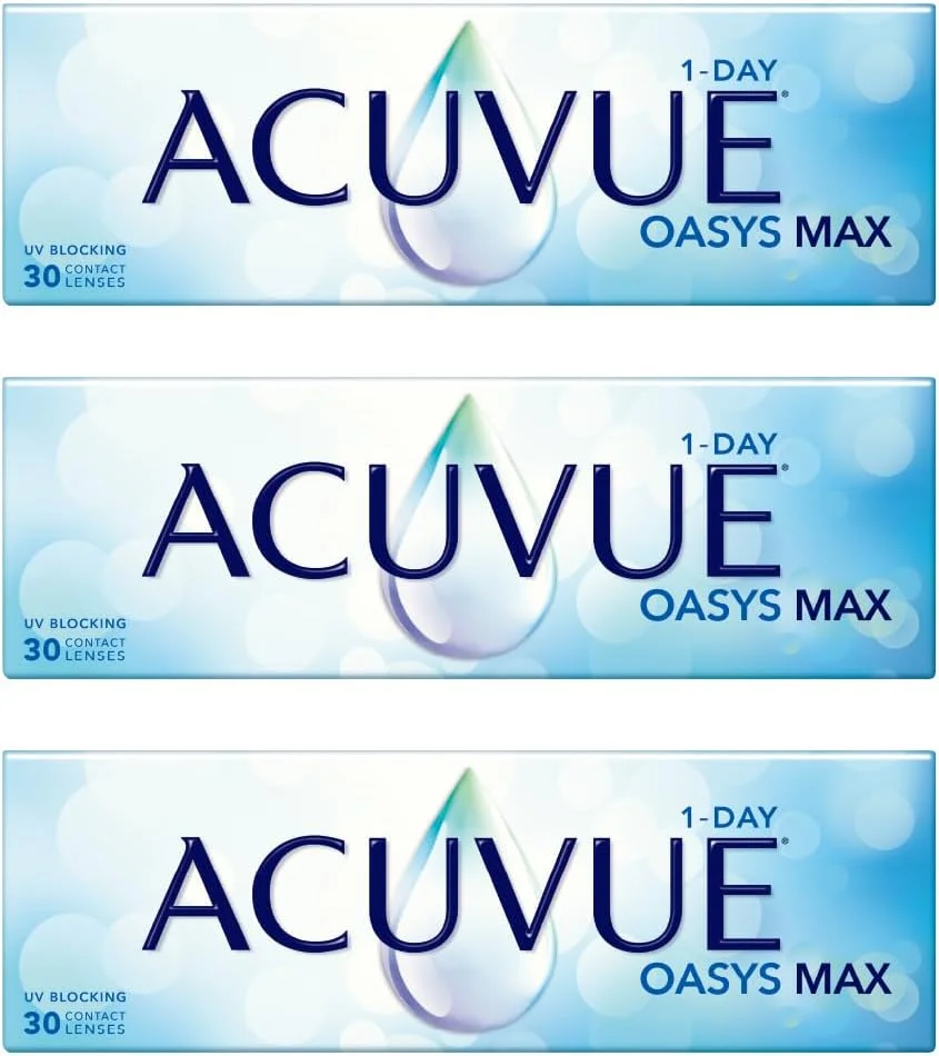 لنز تماسی یک روزه آکیو ویو اواسیز مکس بسته 30 عددی، 14.3 میلی متر، 3.75- دیوپتر - شفاف
