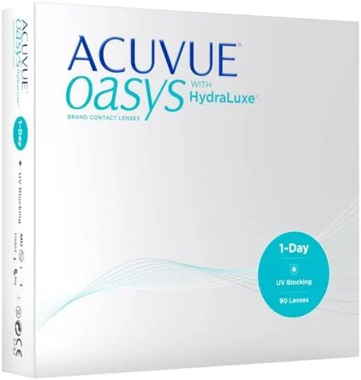 لنز تماسی آکیو وی اوسیس یک روزه با فناوری هیدراکلیر پلاس، بسته 90 عددی، 2- دیوپتر، 14.3 میلی متر