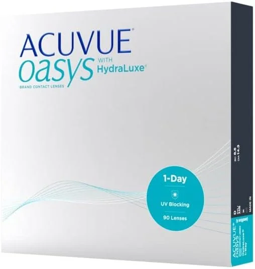 لنز تماسی آکیو وی اوسیس یک روزه با فناوری هیدراکلیر پلاس، بسته 90 عددی، 2- دیوپتر، 14.3 میلی متر