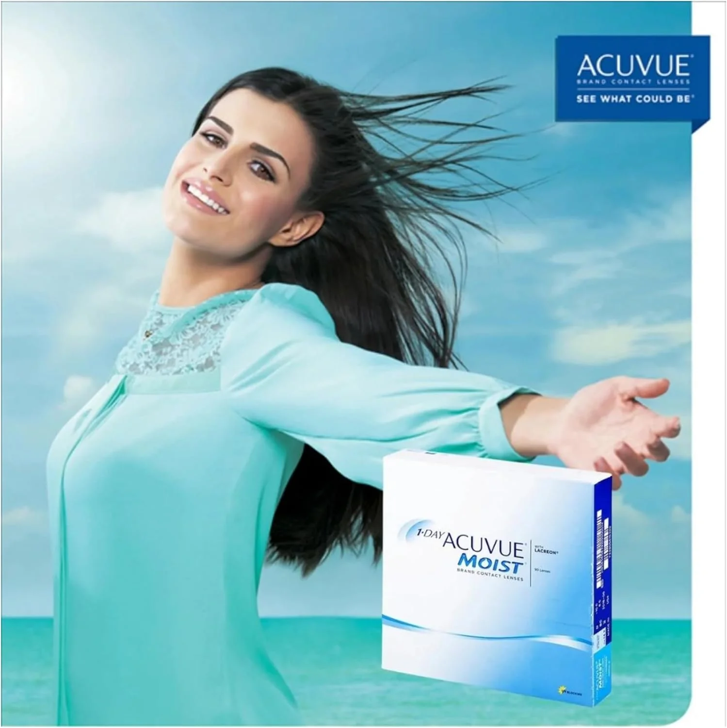 لنز تماسی یک روزه Acuvue Moist بسته 90 عددی، 10- دیوپتر، 14.2 میلی متر