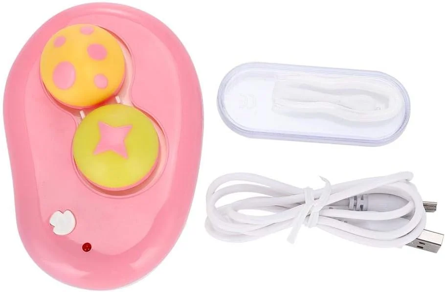 دستگاه تمیز کننده لنز تماسی اولتراسونیک، دستگاه تمیز کننده هوشمند برای لنزهای تماسی نرم و سخت، تمیز کننده لنز تماسی، تمیز کردن سریعتر مراقبت روزانه برای لنز تماسی (صورتی)