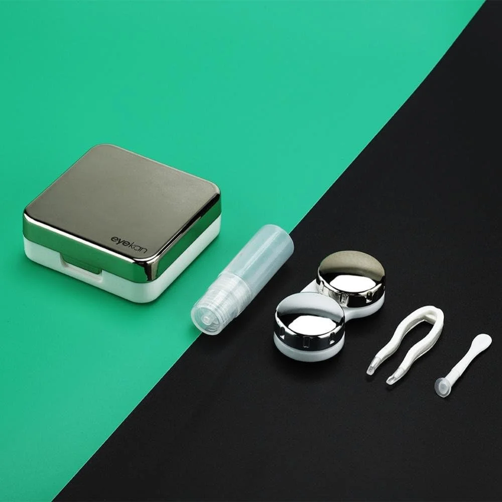 جعبه لنز تماسی قابل حمل، ست جعبه لنز تماسی زیبا و دوست داشتنی با پوشش بازتابنده برای مسافرت و منزل، کیت مراقبت از لنز (طلایی)