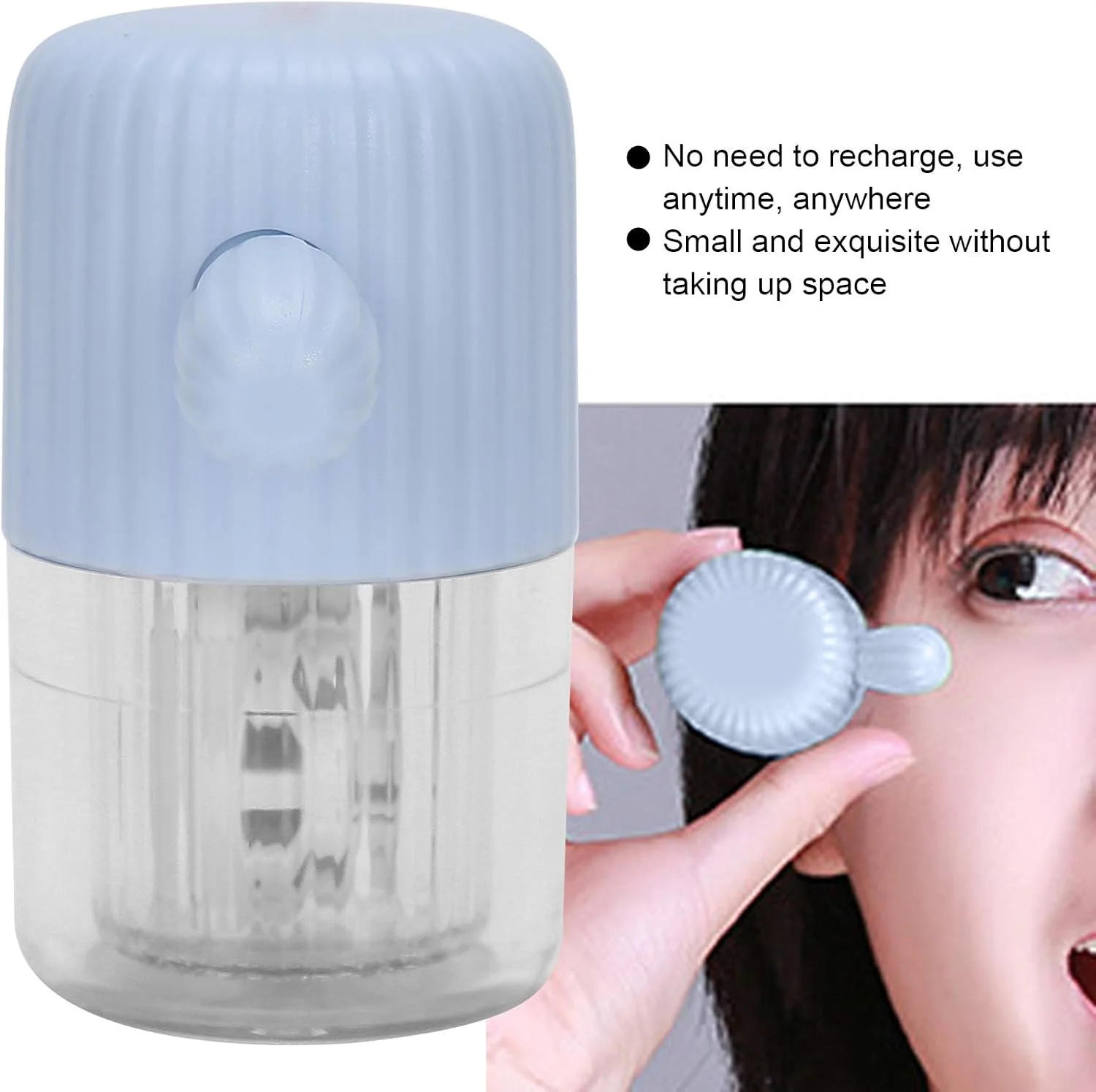 محلول لنز تماسی، دستگاه شستشوی لنز دستی قابل حمل، محفظه تمیز کننده چرخشی زیبا برای استفاده راحت (آبی)