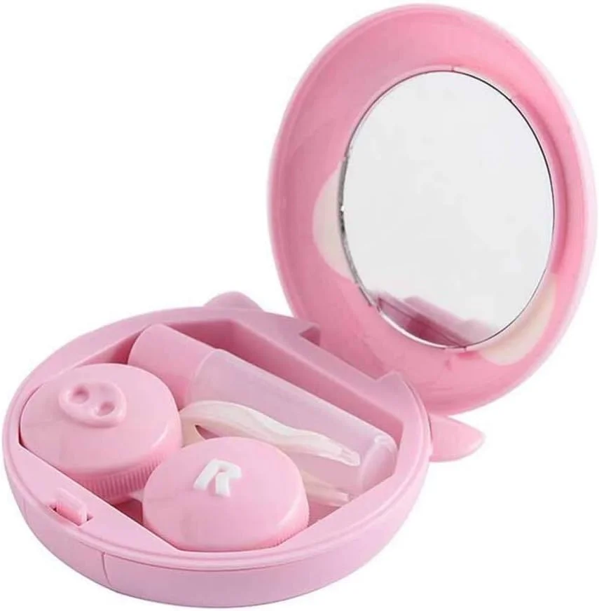 ست ۴ عددی جا لنزی طرح خوک به همراه آینه برای مسافرت