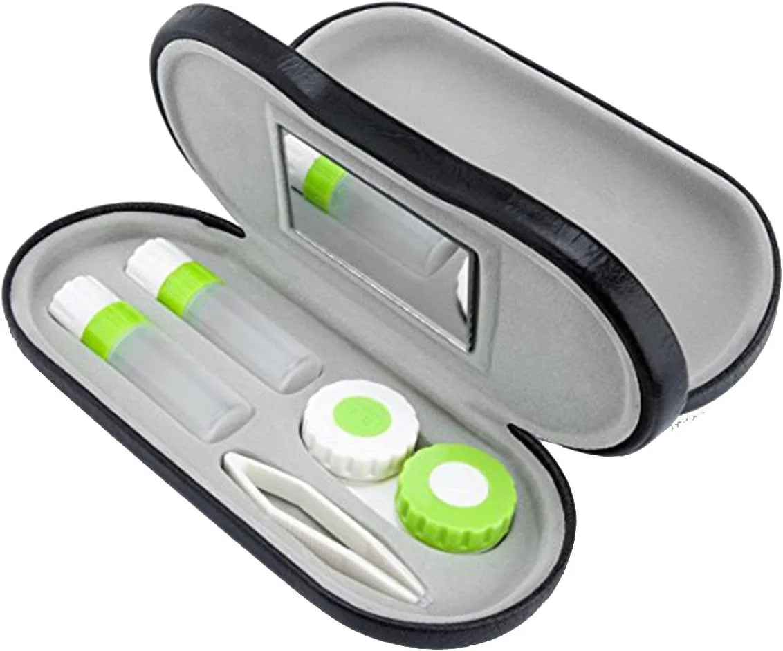 جا عینک و لنز تماسی 2 در 1، قابل حمل برای استفاده دوگانه در منزل و مسافرت (مشکی)