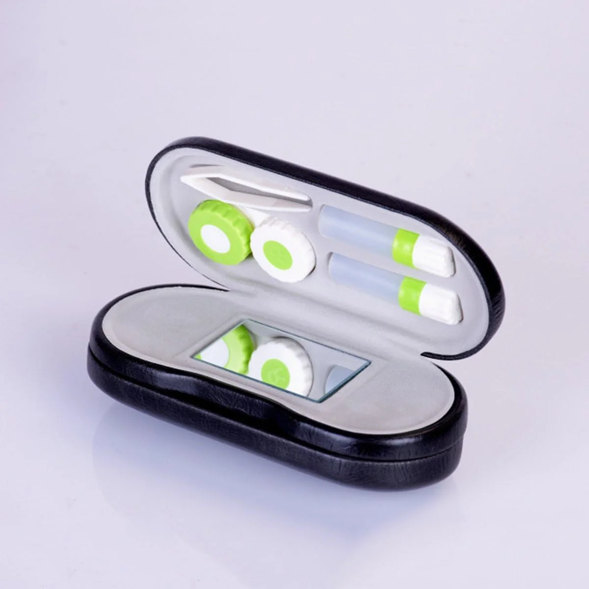 جا عینک و لنز تماسی 2 در 1، قابل حمل برای استفاده دوگانه در منزل و مسافرت (مشکی)