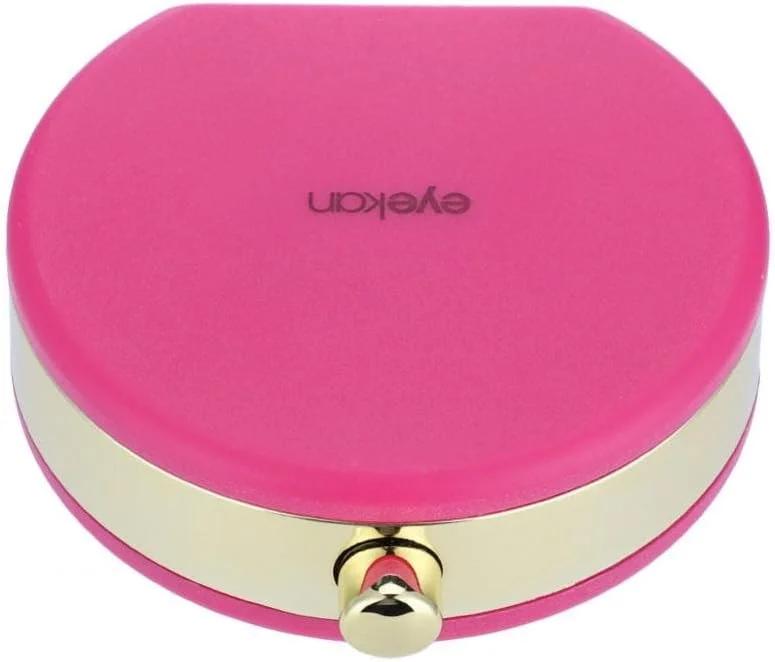 جعبه نگهداری لنز تماسی با آینه (صورتی گل رز)