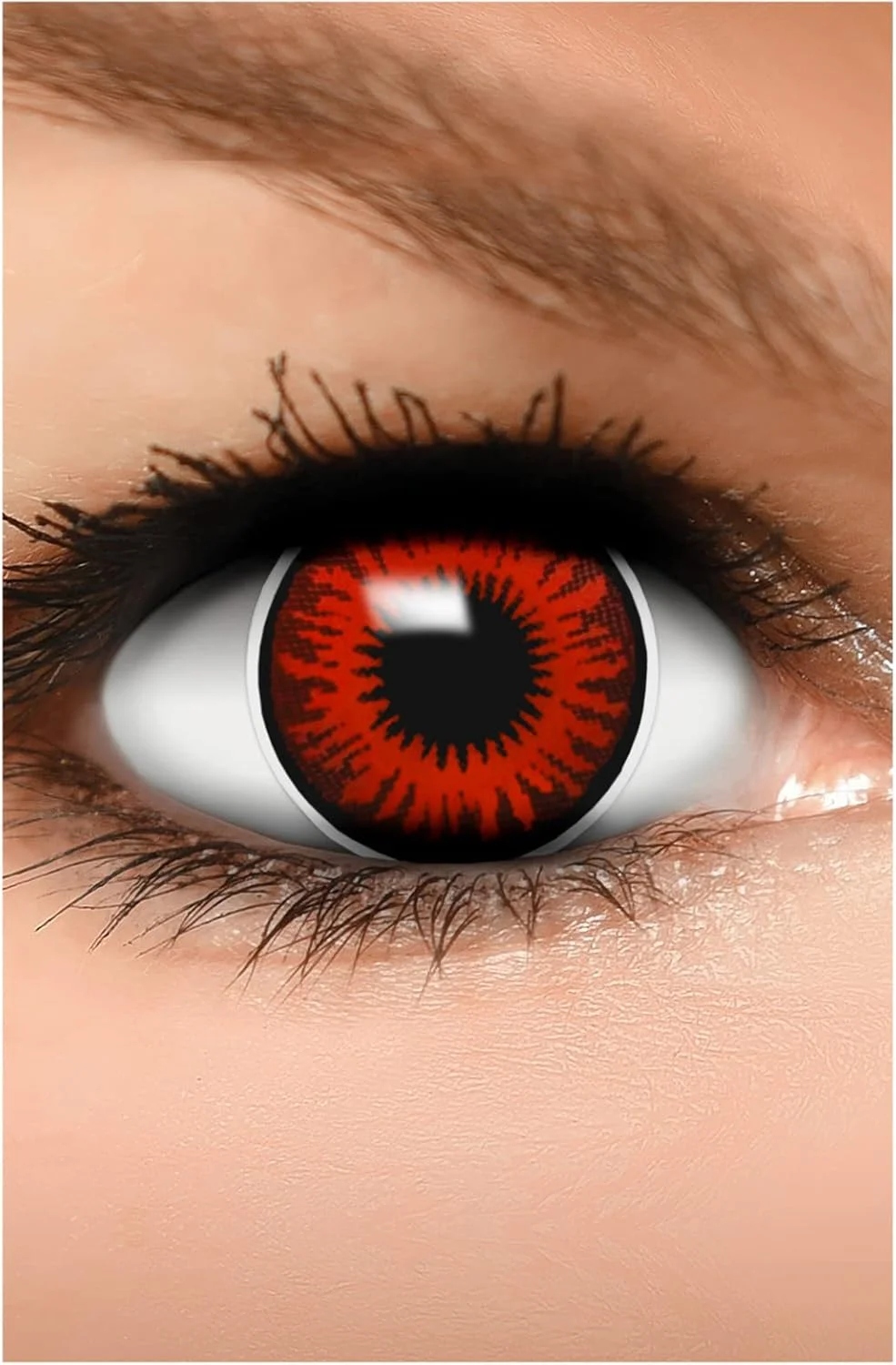 لنزهای تماسی رنگی هالووین فانزرا، لنز طرح‌دار نرم برای لباس‌های شیک، 2 عدد، 1 جفت، یک بار مصرف بدون نسخه - طرح گل قرمز