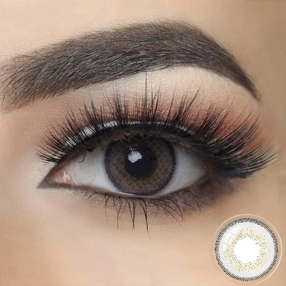 لنزهای تماسی رنگی FreshGo، مناسب برای همه، مدل Big Eye Circle، با قابلیت استفاده ۱۲ ماه (سالانه)، لنز شفاف برای چشم، بسته ۲ عددی ((زرد خاکستری)، ۱۴.۴ میلی متر، ۰.۰)