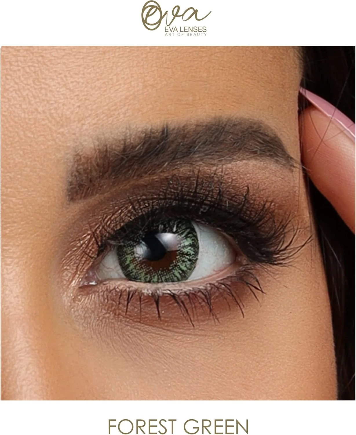 لنزهای اِوا (مجموعه سبز، رنگ: سبز جنگلی) - لنزهای رنگی بدون نمره - جلوه طبیعی و مناسب برای همه