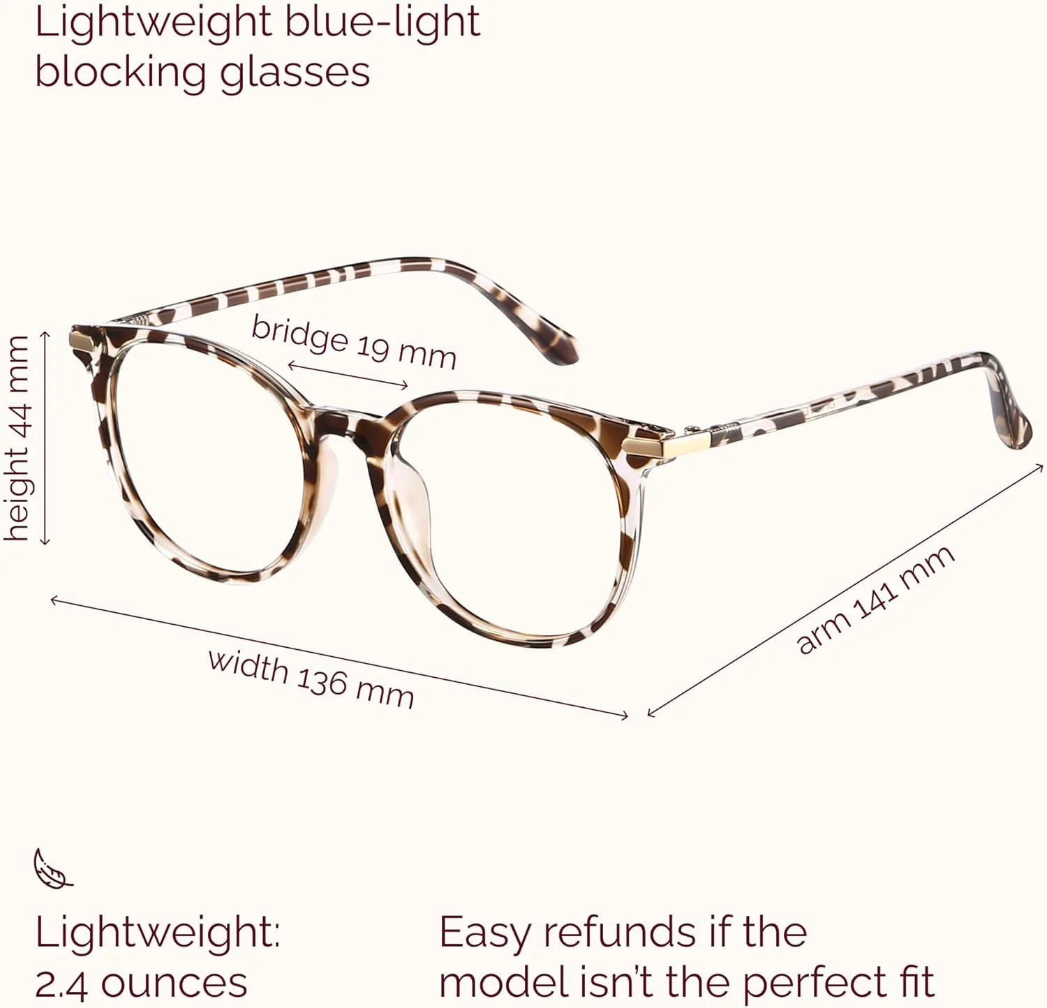 عینک مسدود کننده نور آبی Gaoye، فریم عینک گرد رترو ضد خستگی چشم عینک کامپیوتر برای زنان مردان - GY1688، پلنگی/لنز شفاف، متوسط عینک مسدود کننده نور آبی Gaoye، فریم عینک گرد رترو ضد خستگی چشم عینک کامپیوتر برای زنان مردان - GY1688، پلنگی/لنز شفاف، متوسط