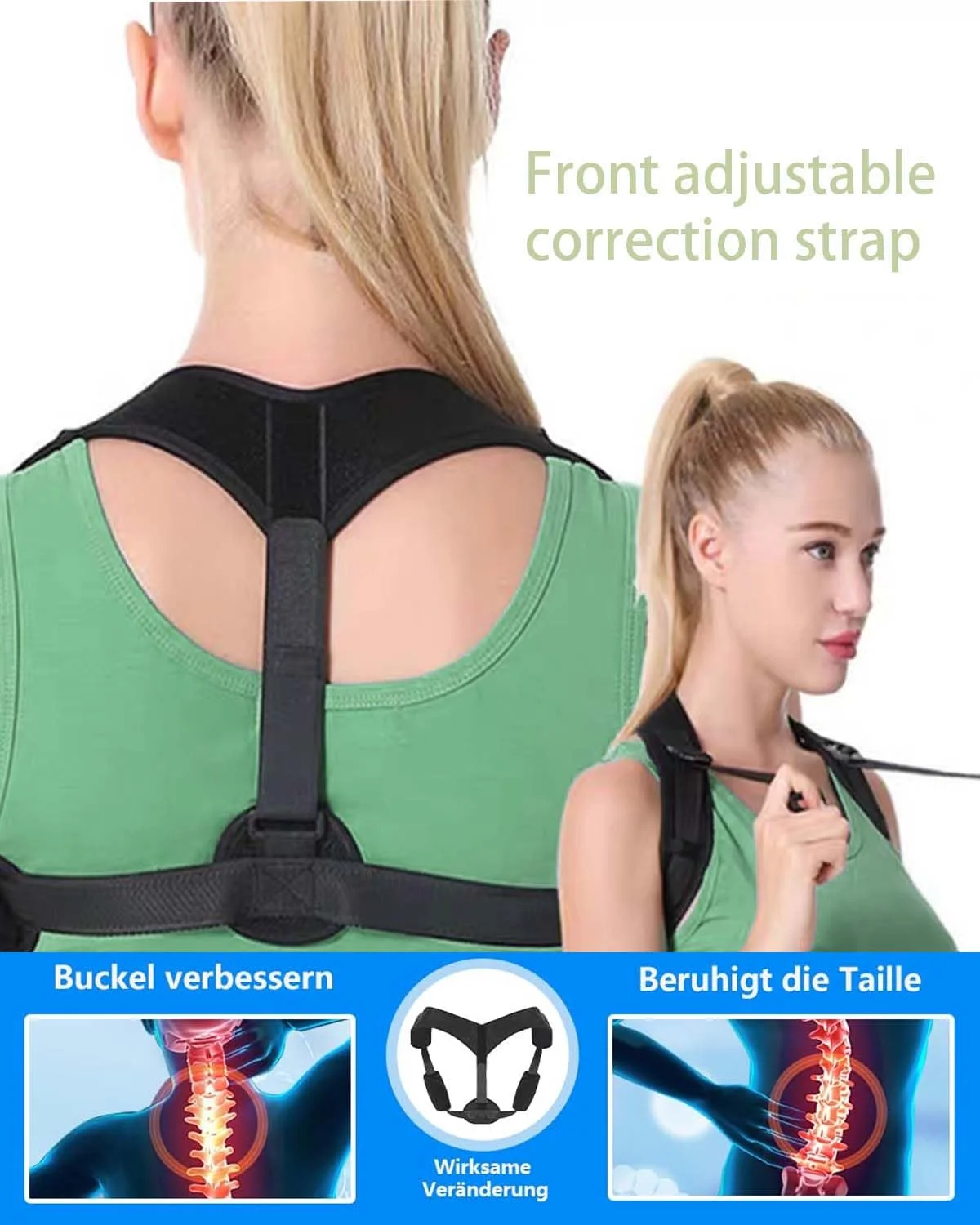 1 عدد صاف کننده پشت، اصلاح کننده وضعیت بدن، کمربند پشتیبانی از پشت برای وضعیت بدنی راست، مناسب برای مردان و زنان، لوازم پزشکی برای پشت