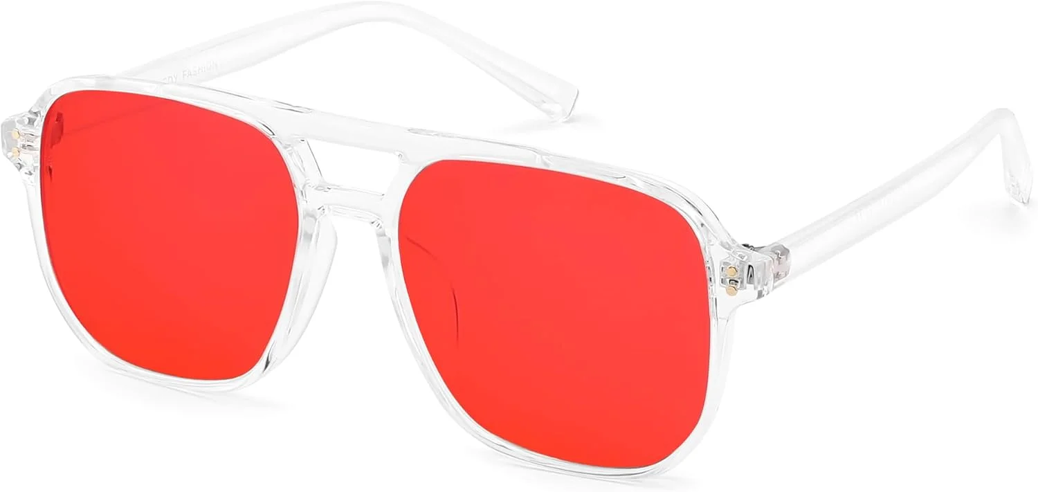 عینک خواب FEISEDY با لنزهای قرمز، مسدود کننده 99.9% نور آبی برای کامپیوتر و بازی، کاهش خستگی بصری، مناسب برای همه G2835