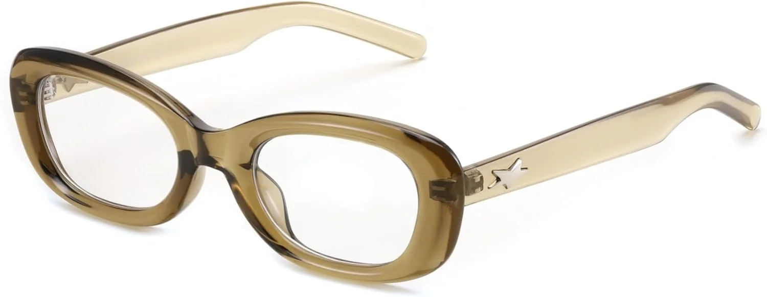 عینک های مسدود کننده نور آبی بیضی یکپارچهسازی با سیستمعامل FEISEDY برای زنان، عینک های فریم کوچک Y2k