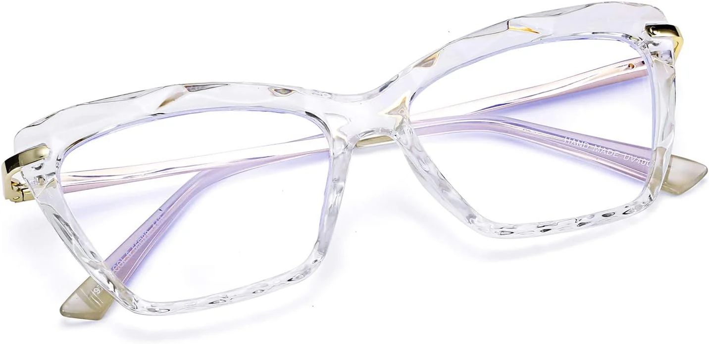 فریم عینک گربه ای کریستالی فیسیدی مسدود کننده نور آبی مناسب کامپیوتر مدل B2500 فریم عینک گربه ای کریستالی فیسیدی مسدود کننده نور آبی مناسب کامپیوتر مدل B2500