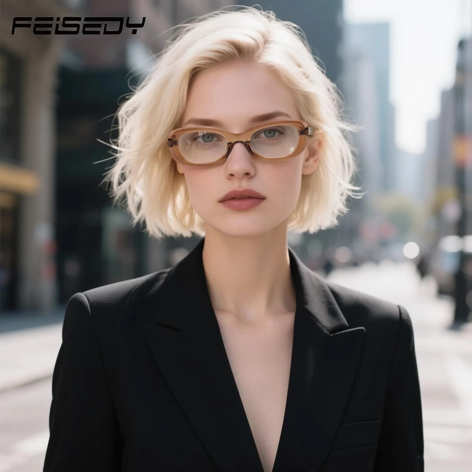 عینک های مسدود کننده نور آبی بیضی یکپارچهسازی با سیستمعامل FEISEDY برای زنان، عینک های فریم کوچک Y2k عینک های مسدود کننده نور آبی بیضی یکپارچهسازی با سیستمعامل FEISEDY برای زنان، عینک های فریم کوچک Y2k