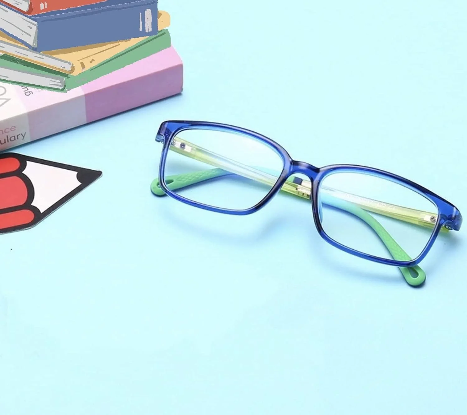 عینک مسدود کننده نور آبی کودکان، محافظت در برابر اشعه ماوراء بنفش 400، عینک مطالعه، عینک بازی، فریم کلاسیک سبک وزن برای کودکان 4 تا 12 سال (آبی و سبز)