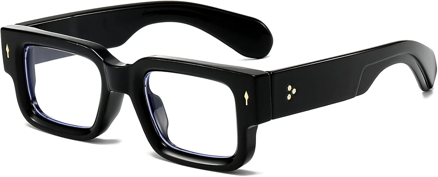عینک مربعی با فریم ضخیم EYLRIM برای زنان و مردان، عینک مستطیلی بزرگ مسدود کننده نور آبی بدون نسخه
