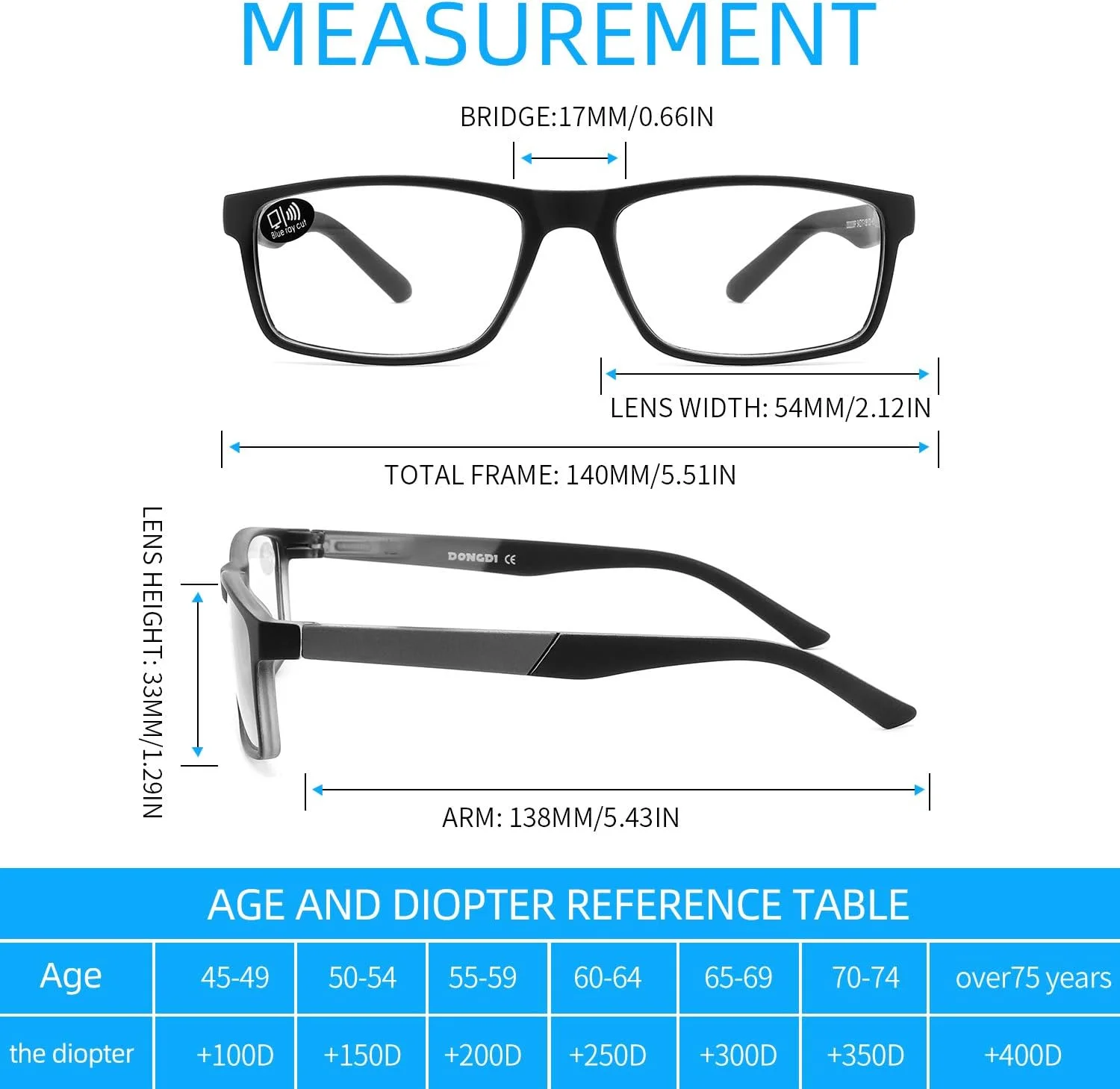 عینک مطالعه مسدود کننده نور آبی DONGDI، بسته 4 عددی، مناسب کامپیوتر، برای زنان و مردان، عینک فیلتر اشعه ماوراء بنفش ضد تابش نور