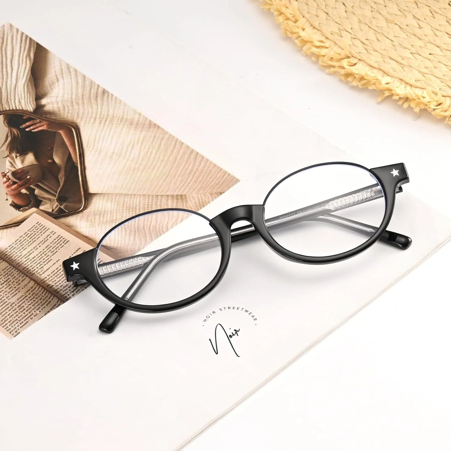 عینک کامپیوتر فریم کوچک بیضی Dollger با نور آبی برای زنان و مردان، مد روز و رترو دهه 90