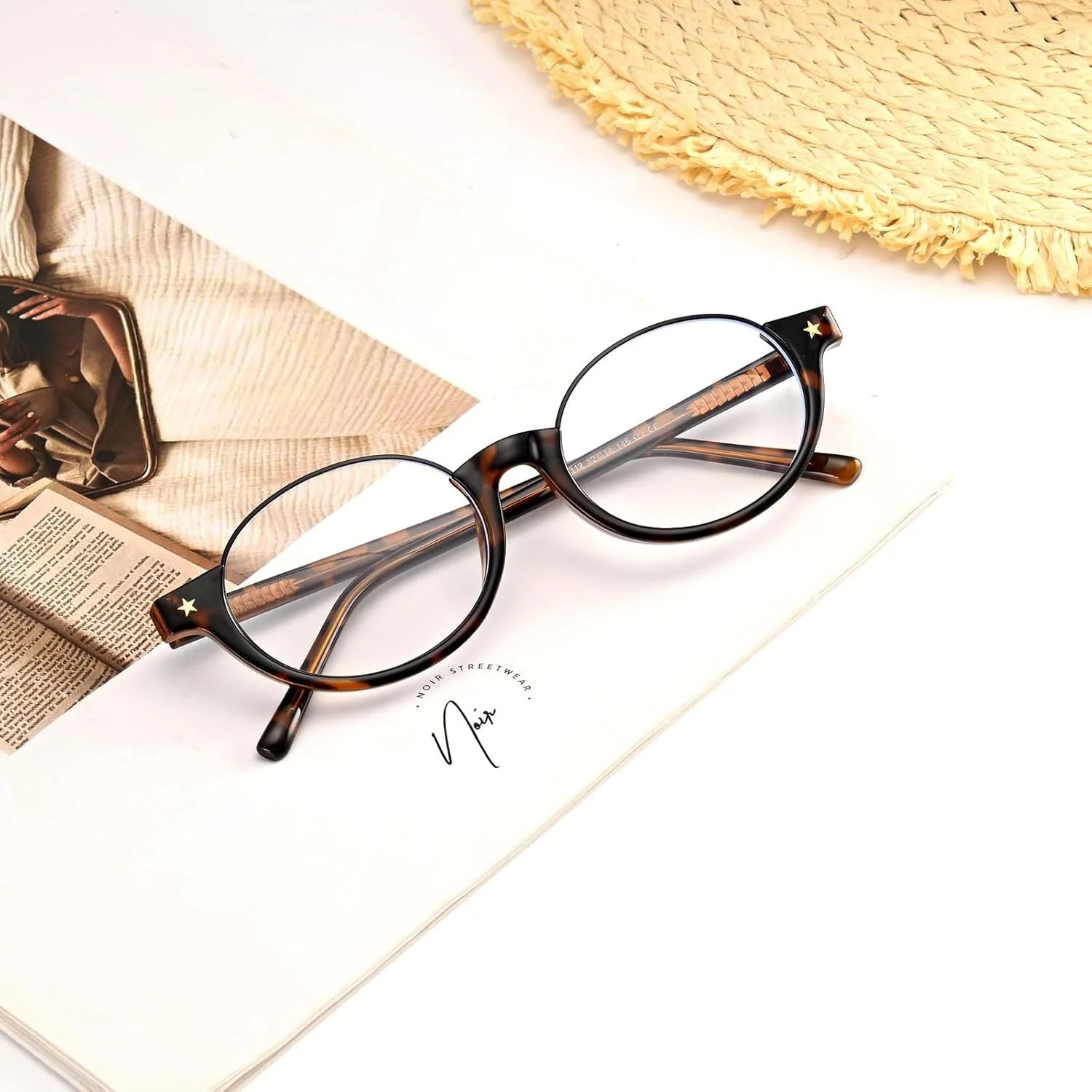 عینک کامپیوتر فریم کوچک بیضی Dollger با فیلتر نور آبی، مناسب خانم ها و آقایان، طراحی مد روز و سبک رترو دهه 90