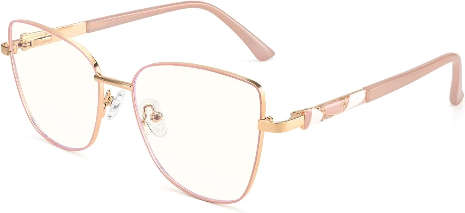 عینک های نور آبی Dollger برای زنان، عینک بازی کامپیوتری مد روز، عینک های مسدود کننده نور آبی فلزی چشم گربه ای