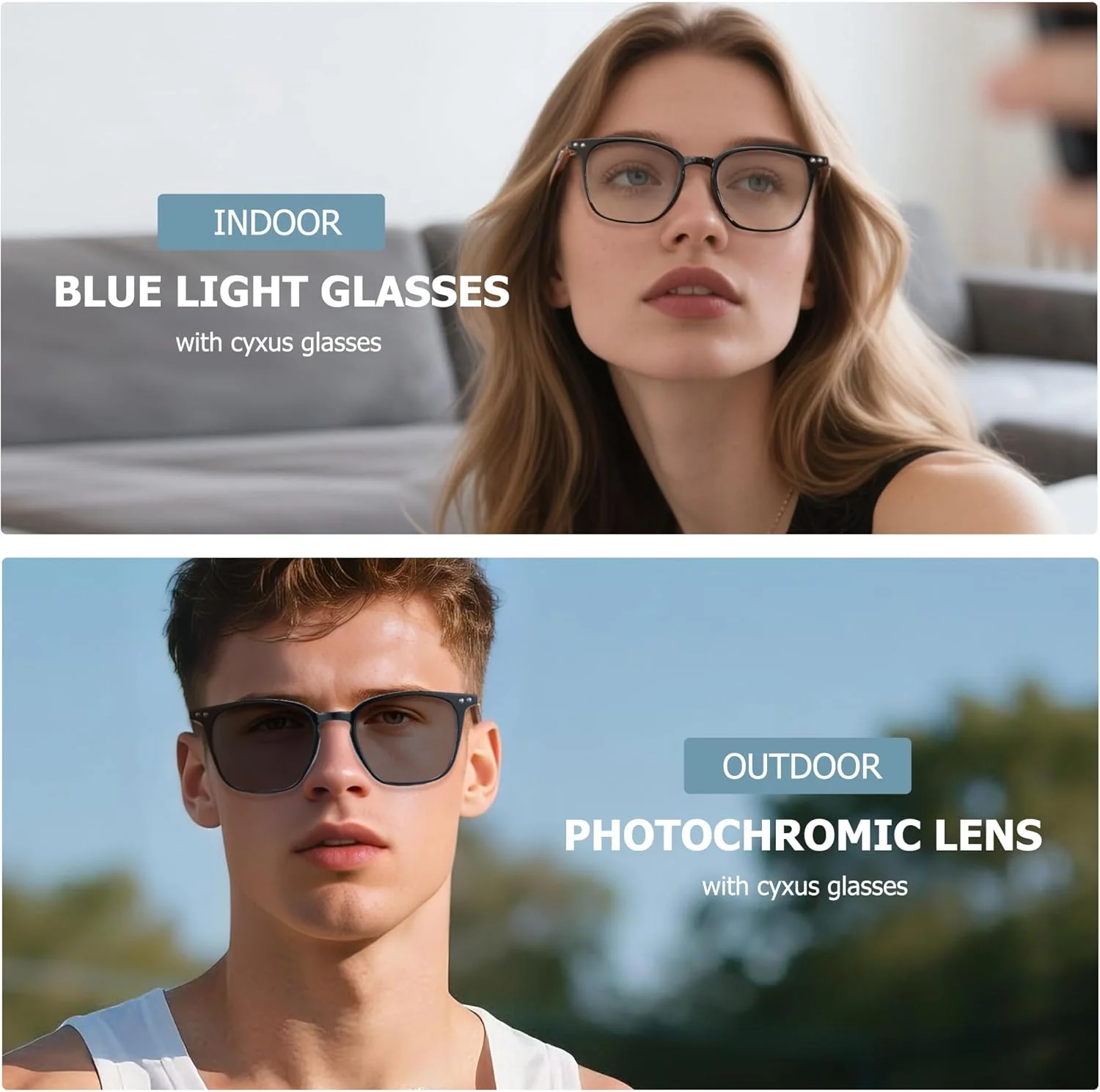 عینک فتوکرومیک سایکسوس محافظت از اشعه ماوراء بنفش و مسدود کننده نور آبی مدل 8287 عینک فتوکرومیک سایکسوس محافظت از اشعه ماوراء بنفش و مسدود کننده نور آبی مدل 8287