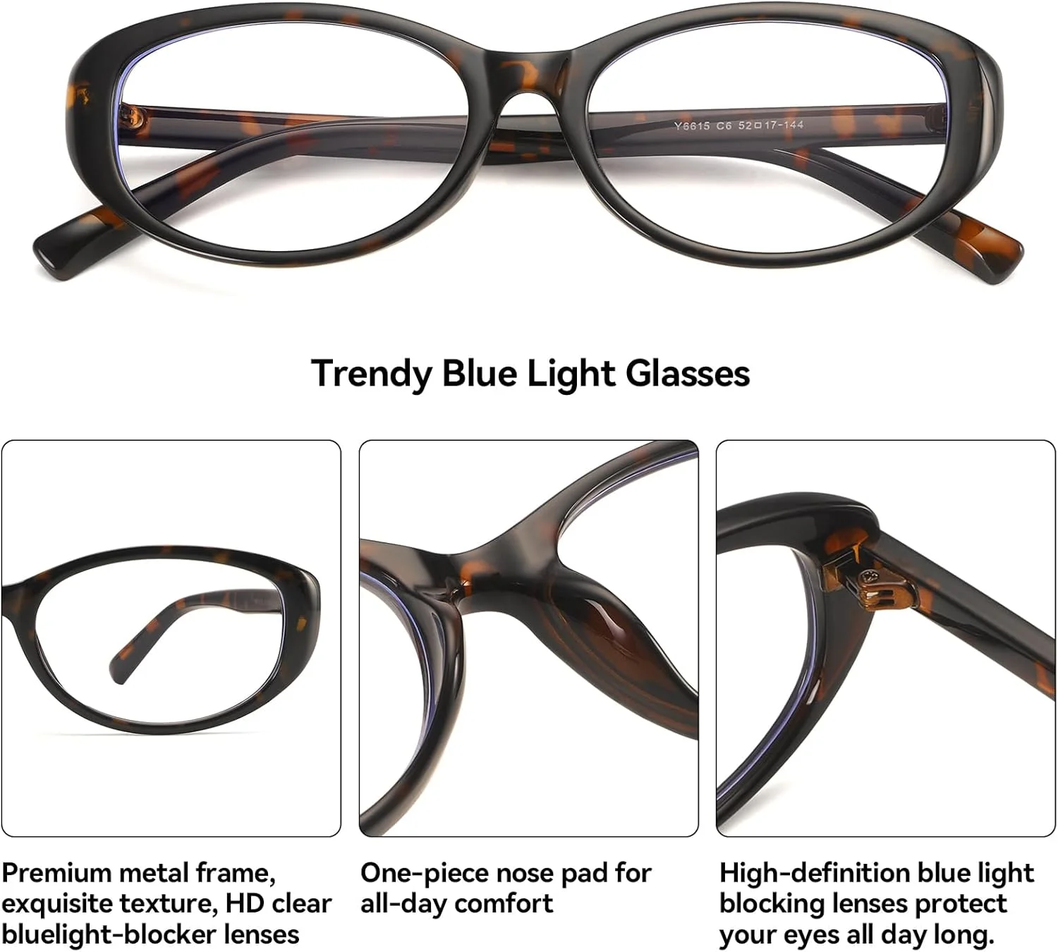 عینک مسدود کننده نور آبی Dollger برای زنان، فریم بیضی یکپارچهسازی با سیستمعامل و مد روز، عینک نور آبی چشم گربه ای کوچک