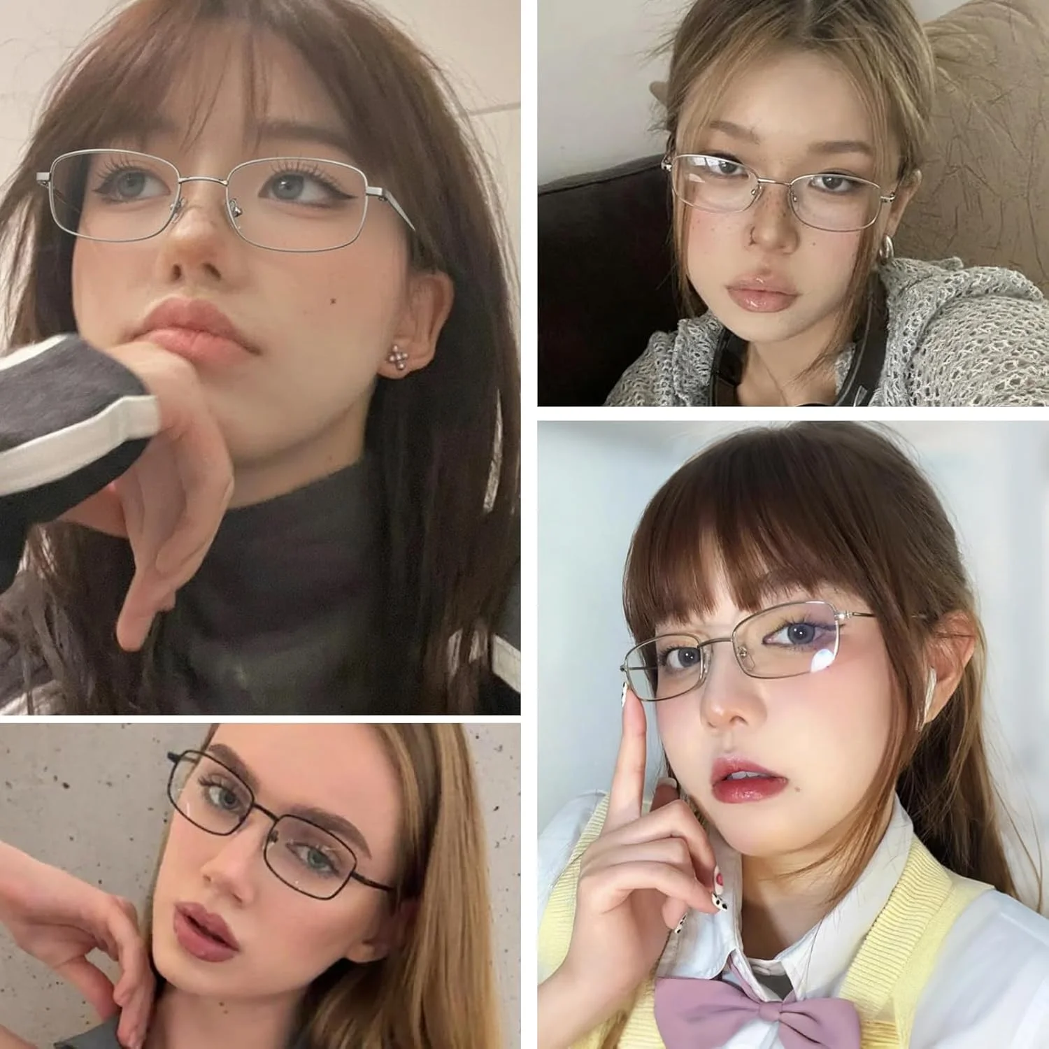 عینک های محافظ نور آبی Chicid Fashion برای خانم ها، عینک مستطیلی با فریم فلزی