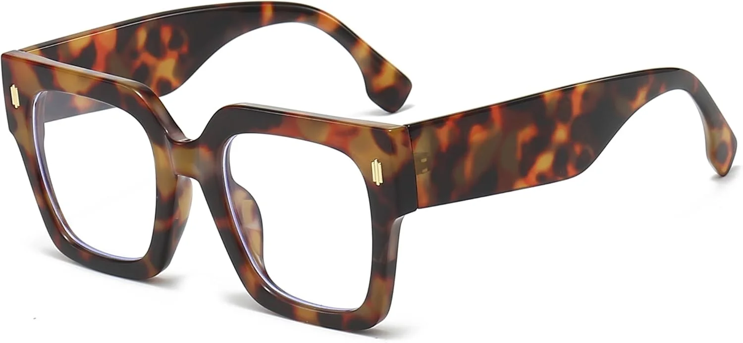 عینک های مسدود کننده نور آبی بزرگ مد روز برای زنان و مردان، عینک کامپیوتر با فریم مربعی بزرگ