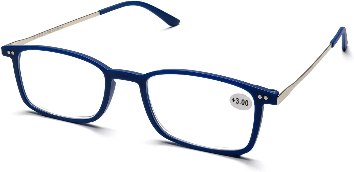 عینک مطالعه مسدود کننده نور آبی A&A – عینک بازی و کامپیوتر ضد خستگی چشم با محافظت UV، فریم و نوک آبی، جعبه مغناطیسی، ایده آل برای اپتیک مردانه و زنانه