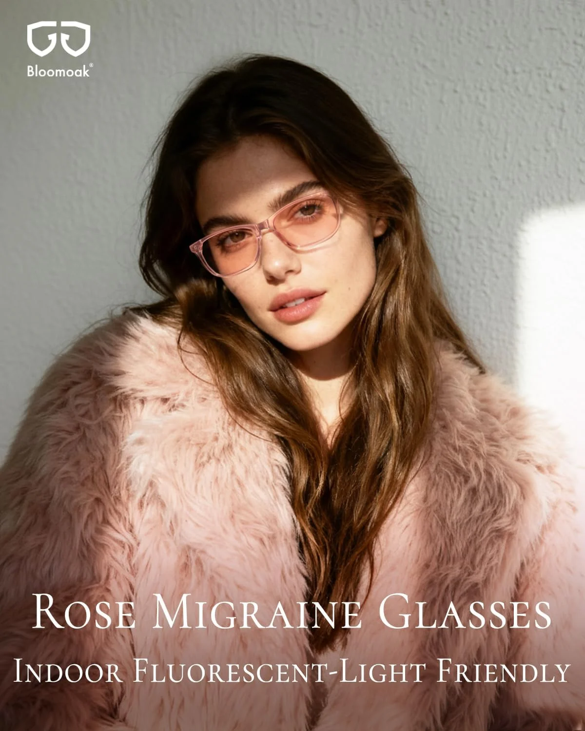 عینک های میگرنی با رنگ گل رز Bloomoak، عینک های کاهش حساسیت به نور FL-Flex برای فلورسنت LED، فوتوفوبیا و خستگی چشم