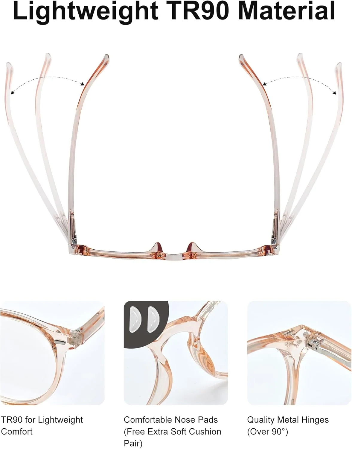 عینک های مسدود کننده نور آبی برای خانم ها، عینک های گرد و سبک وزن برای کامپیوتر، تلویزیون، بازی و صفحه نمایش تلفن، خستگی چشم، شامپاین + لاک پشتی، بسته 2 عددی