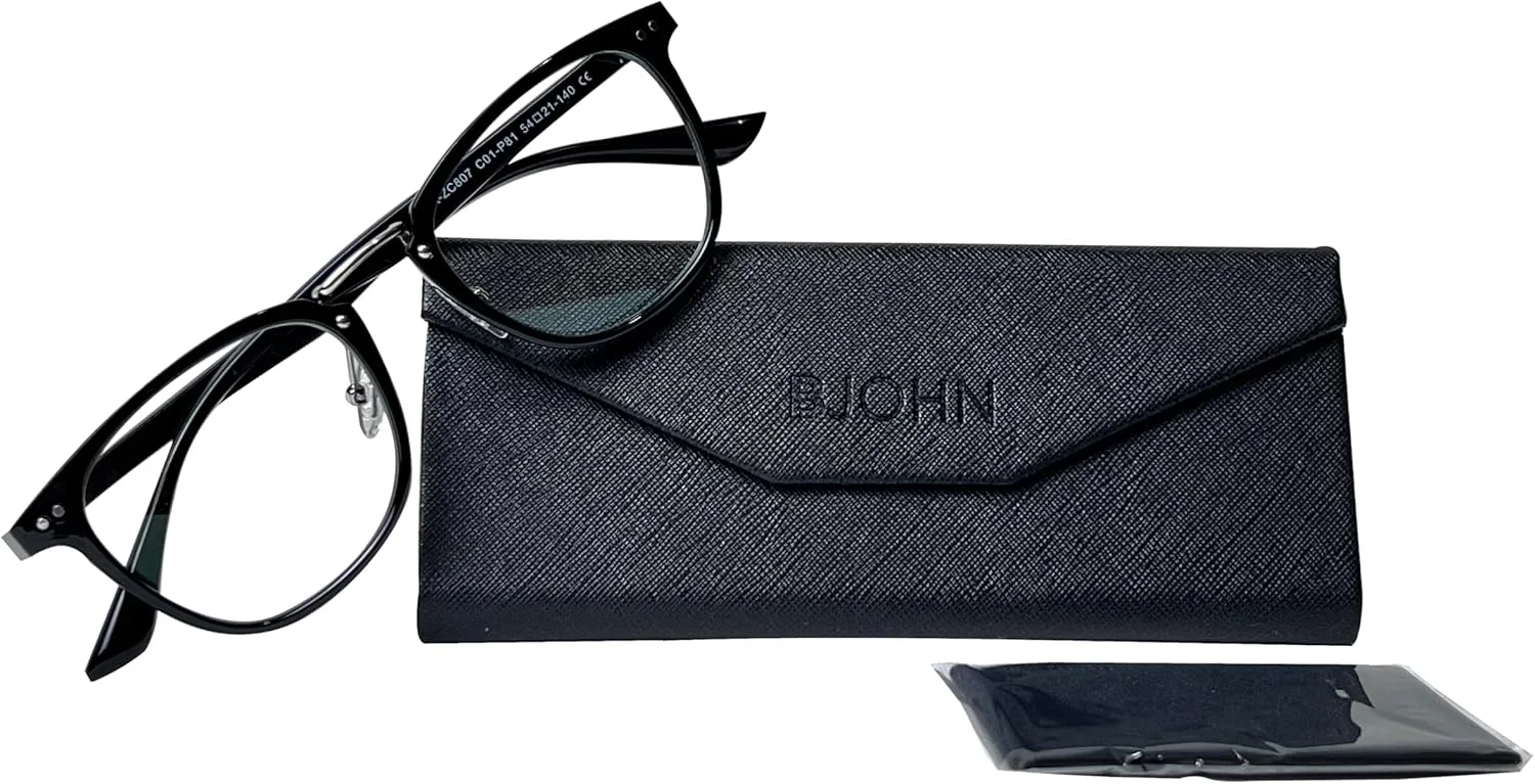 عینک مسدود کننده نور آبی BJOHN، عینک های کامپیوتر/بازی/تلویزیون/تلفن برای زنان و مردان، ضد خستگی چشم و تابش خیره کننده UV - بسته شامل عینک، کیف شیک و پارچه تمیز کننده عینک مسدود کننده نور آبی BJOHN، عینک های کامپیوتر/بازی/تلویزیون/تلفن برای زنان و مردان، ضد خستگی چشم و تابش خیره کننده UV - بسته شامل عینک، کیف شیک و پارچه تمیز کننده