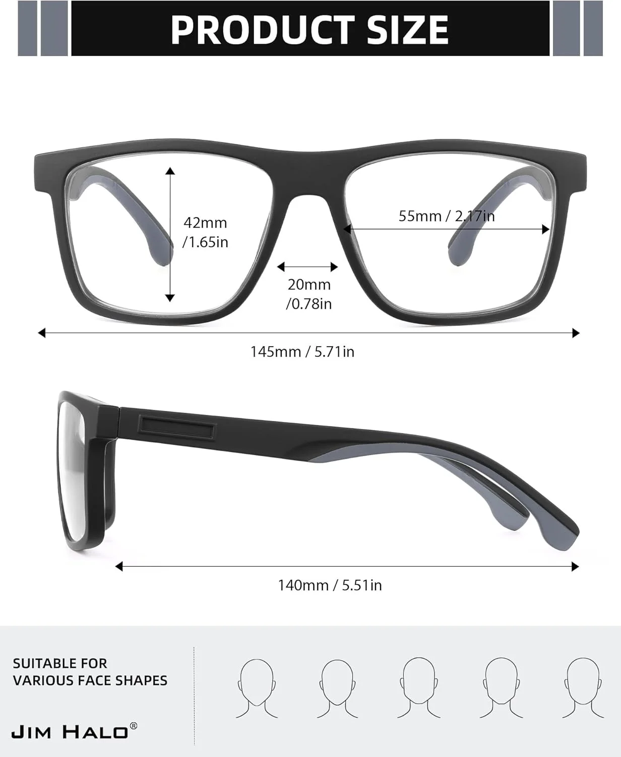 عینک های مسدود کننده نور آبی مردانه جیم هالو، عینک کامپیوتر مربعی ضد خستگی چشم و محافظت در برابر اشعه ماوراء بنفش عینک های مسدود کننده نور آبی مردانه جیم هالو، عینک کامپیوتر مربعی ضد خستگی چشم و محافظت در برابر اشعه ماوراء بنفش