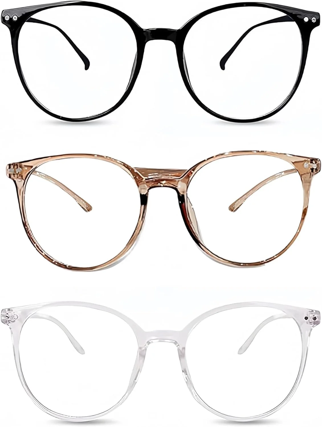 عینک های مسدود کننده نور آبی Azonee، بسته 3 عددی، برای زنان و مردان، عینک های کامپیوتر سبک وزن ضد تابش نور، فریم های گرد مد روز، 3 رنگ عینک های مسدود کننده نور آبی Azonee، بسته 3 عددی، برای زنان و مردان، عینک های کامپیوتر سبک وزن ضد تابش نور، فریم های گرد مد روز، 3 رنگ