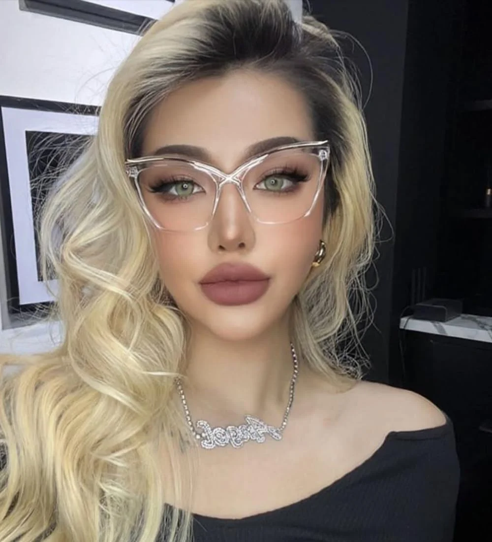 عینک گربهای مسدود کننده نور آبی زنانه، عینک رترو فیک بزرگ، عینک طلایی شیک اپتیکال L4000X عینک گربهای مسدود کننده نور آبی زنانه، عینک رترو فیک بزرگ، عینک طلایی شیک اپتیکال L4000X