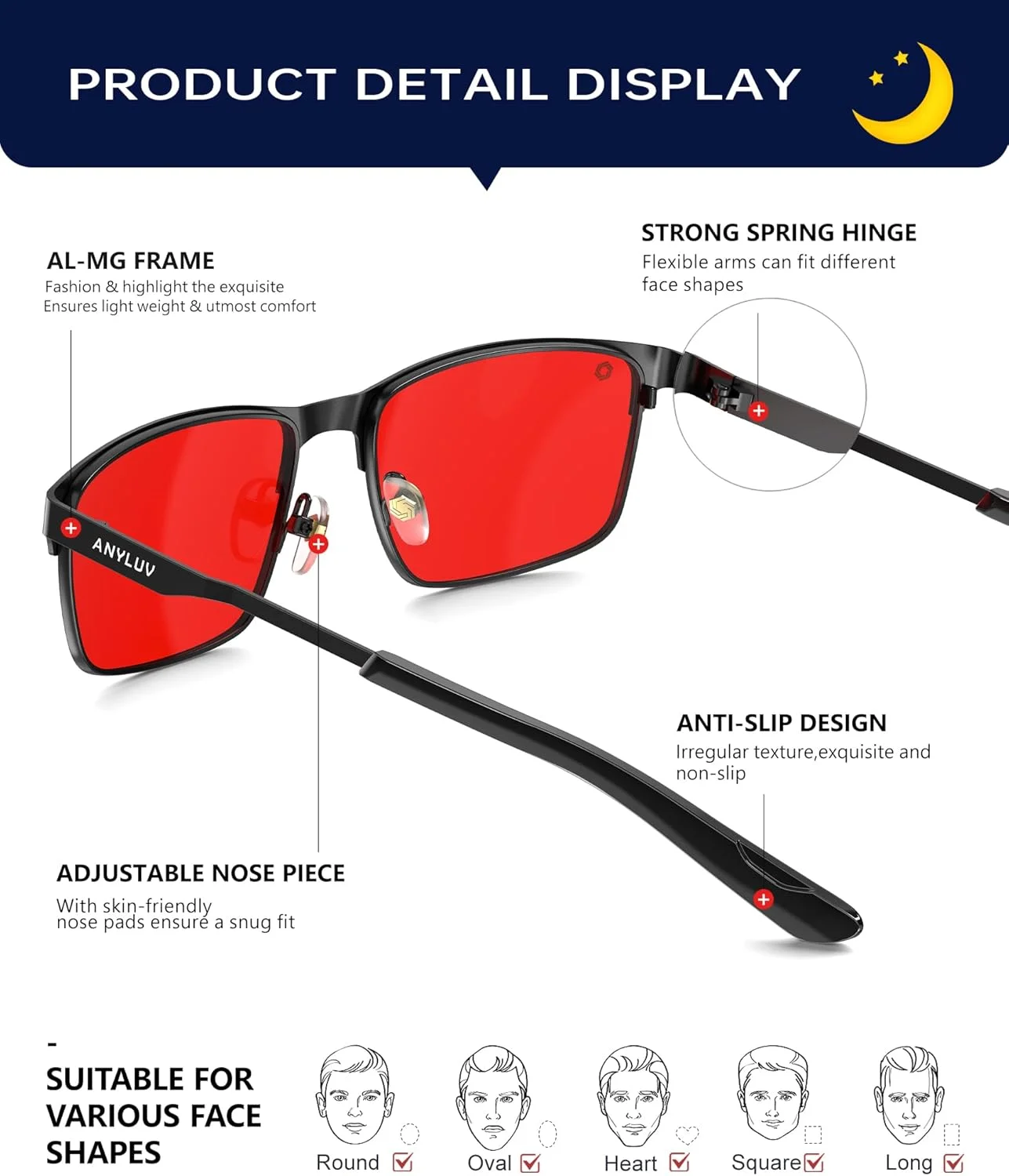 عینک های مسدود کننده نور آبی ANYLUV برای آقایان/خانم ها، عینک های سبک وزن مسدود کننده نور آبی، عینک های کامپیوتر ضد خستگی چشم برای بازی عینک های مسدود کننده نور آبی ANYLUV برای آقایان/خانم ها، عینک های سبک وزن مسدود کننده نور آبی، عینک های کامپیوتر ضد خستگی چشم برای بازی