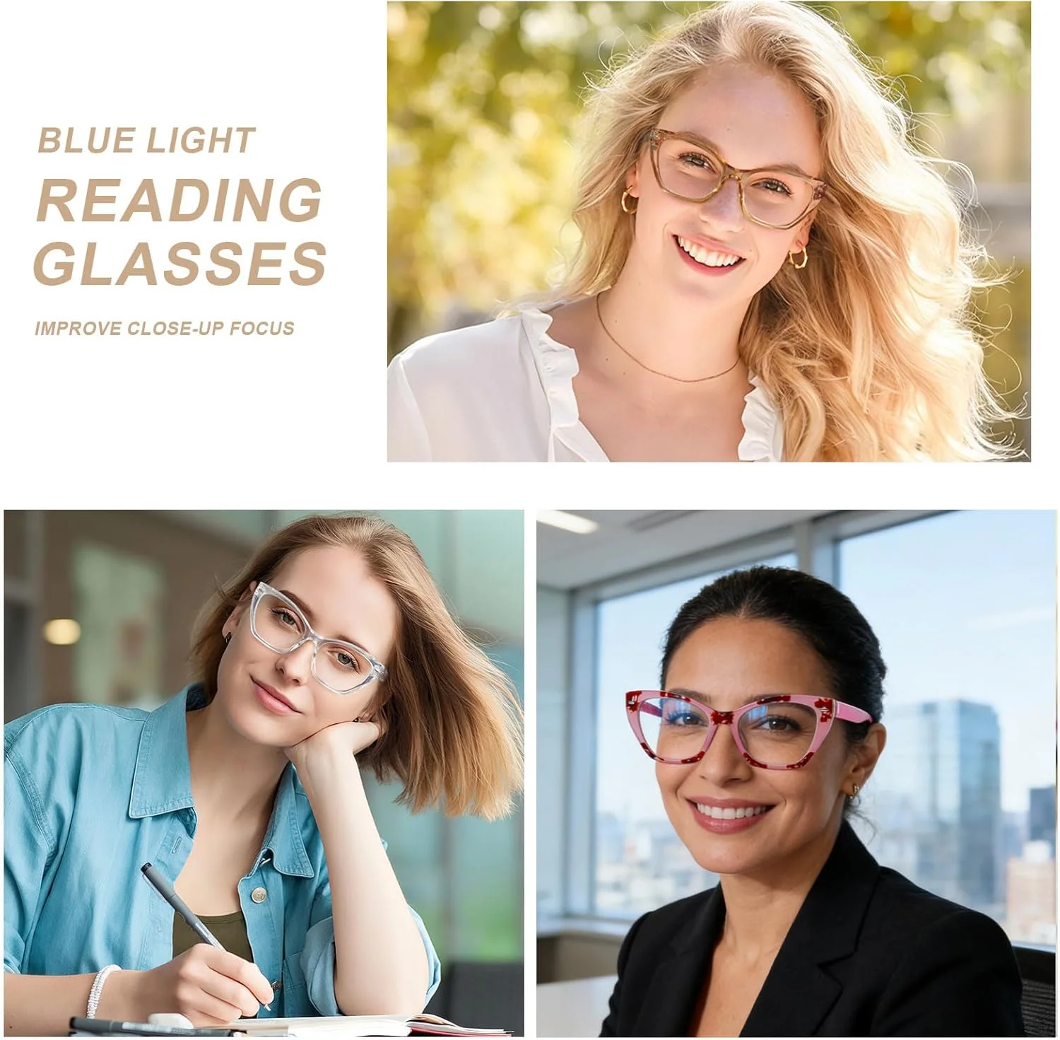 عینک مطالعه چشم گربه ای شیک آکوانو برای زنان، محافظ نور آبی برای کامپیوتر - عینک های بزرگ و مدرن عینک مطالعه چشم گربه ای شیک آکوانو برای زنان، محافظ نور آبی برای کامپیوتر - عینک های بزرگ و مدرن