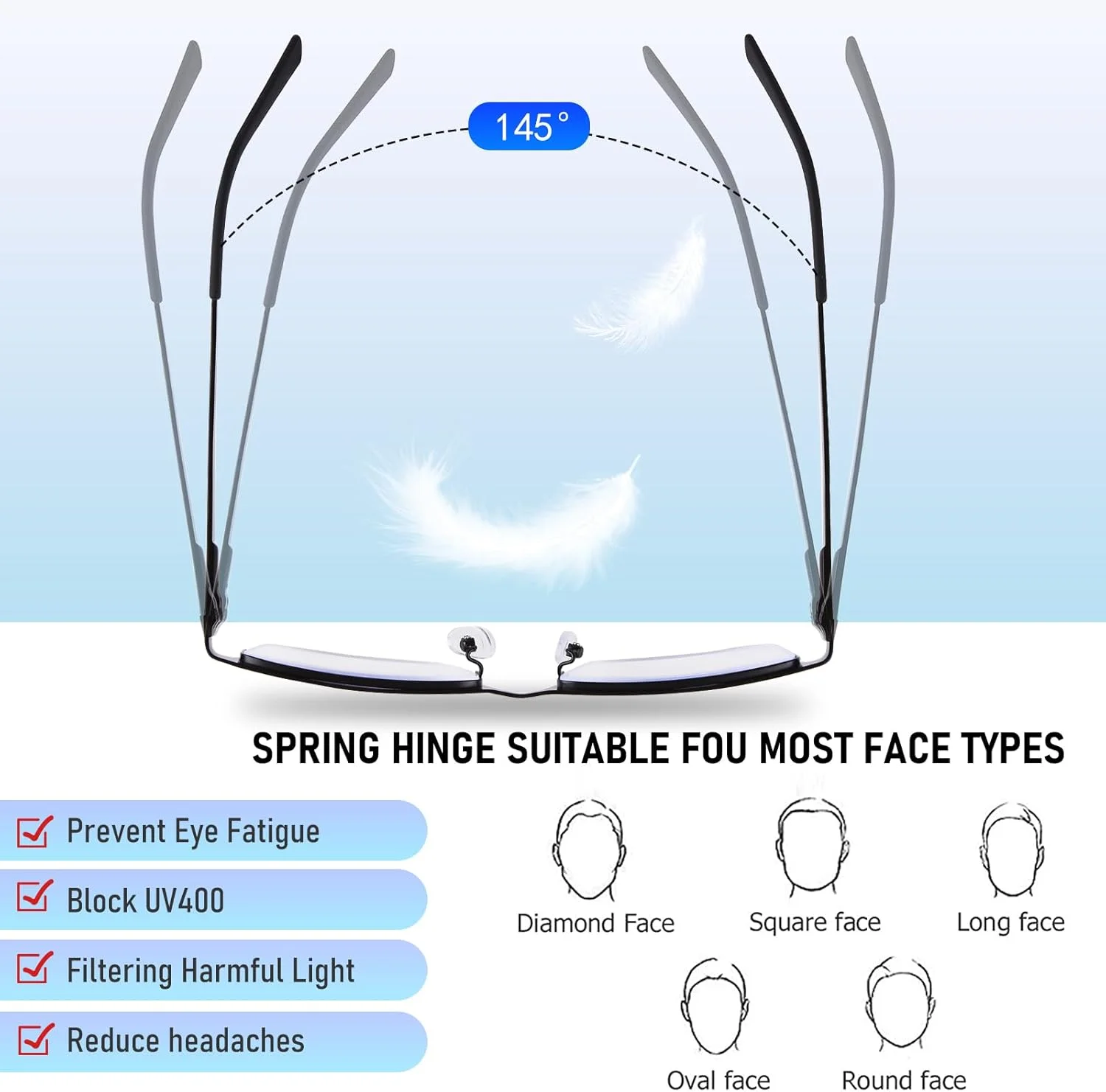عینک مطالعه مردانه، فریم فلزی سبک وزن، مسدود کننده نور آبی، مناسب برای کامپیوتر - بسته 3 عددی
