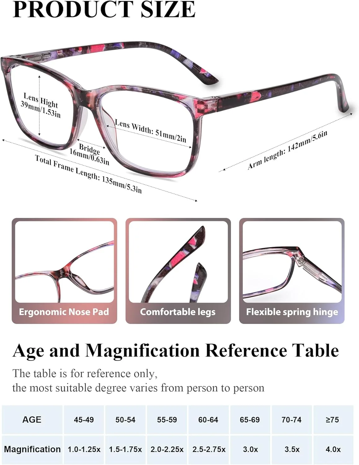 بسته 2 عددی عینک مطالعه زنانه، عینک های مسدود کننده نور آبی - محافظت در برابر اشعه ماوراء بنفش و تابش خیره کننده، عینک فنری با طرح مد روز - بادوام و سبک وزن برای زنان و بانوان (2.5)