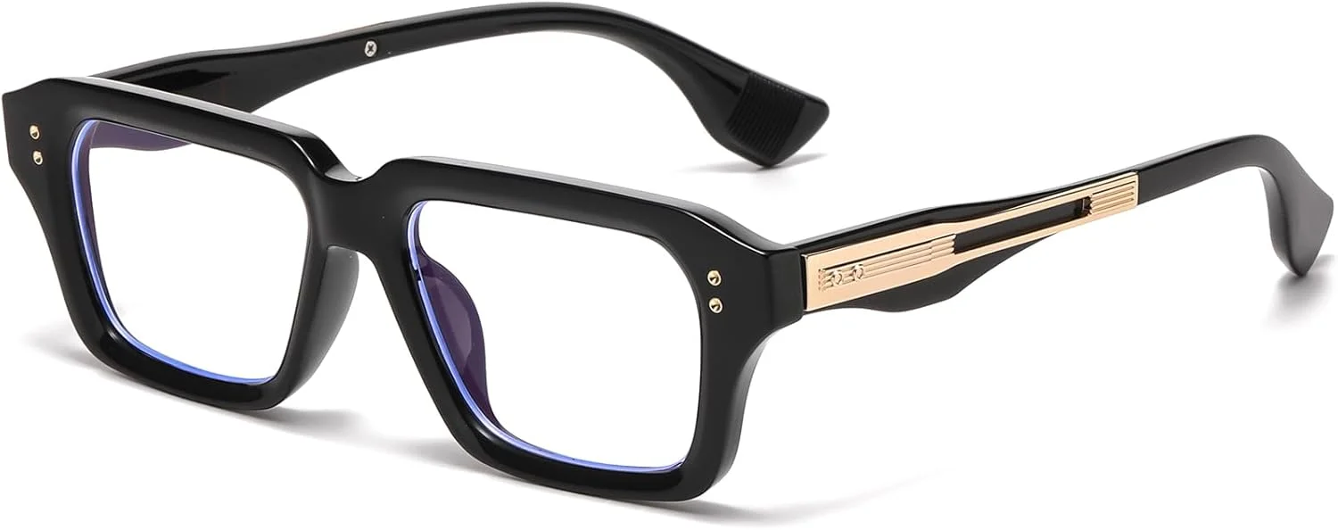 عینکهای کامپیوتر مسدود کننده نور آبی مربعی فشن AIEYEZO برای مردان و زنان، فریم ضخیم رترو (مشکی) عینکهای کامپیوتر مسدود کننده نور آبی مربعی فشن AIEYEZO برای مردان و زنان، فریم ضخیم رترو (مشکی)