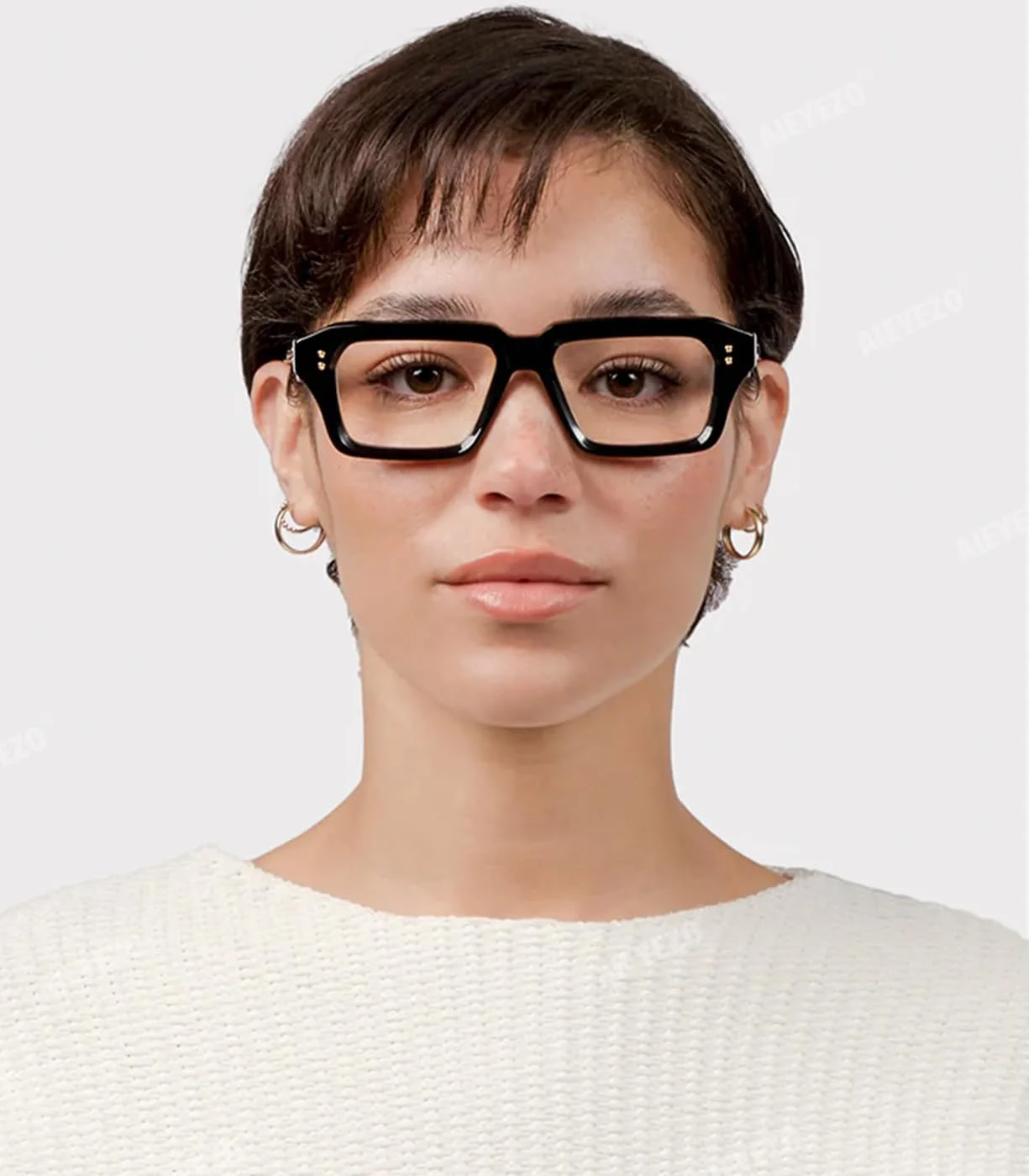 عینک های بلو لایت مربعی فشن AIEYEZO برای مردان و زنان، فریم ضخیم رترو، مسدود کننده نور آبی، مناسب کامپیوتر (مشکی و لاک پشتی)