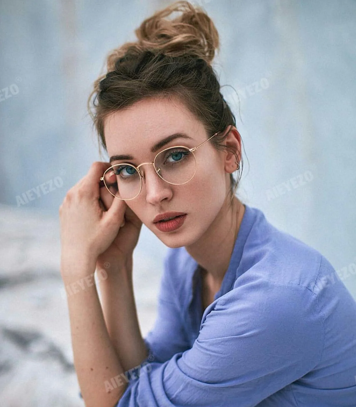 عینک گرد AIEYEZO برای زنان و مردان، عینک مسدود کننده نور آبی، فریم فلزی سیم دار دایره ای
