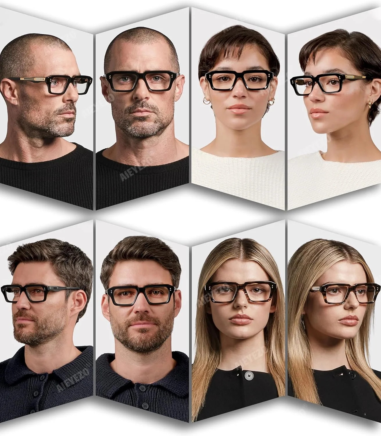 عینک های بلو لایت مربعی فشن AIEYEZO برای مردان و زنان، فریم ضخیم رترو، مسدود کننده نور آبی، مناسب کامپیوتر (مشکی و لاک پشتی)